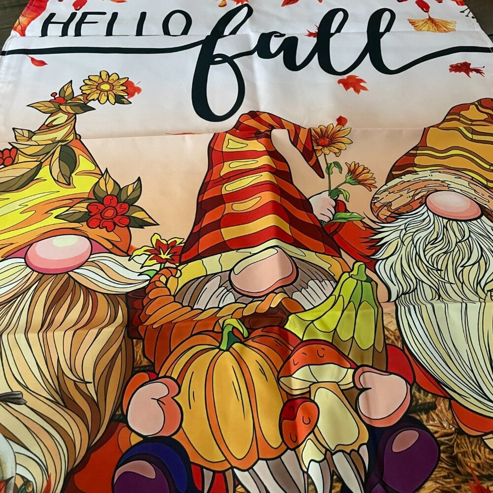 Hello Fall Gnome Garden Flag
